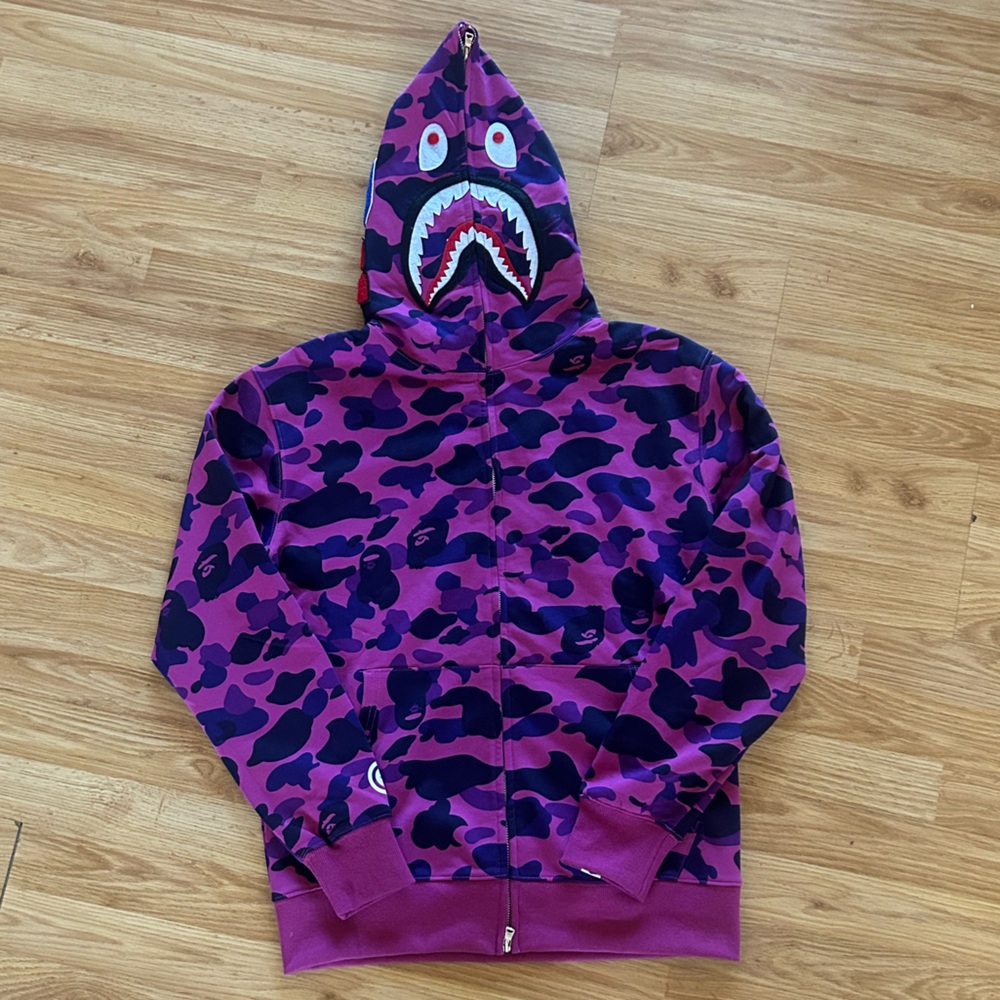 Bape Purple and Pink Camo Shark Hoodie Full Zip Size Size Large - Picture 5 of 12